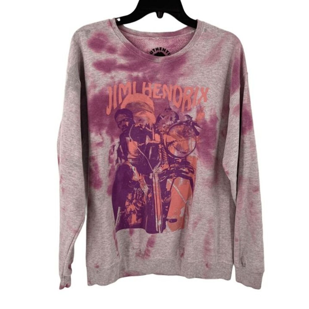 Jimi Hendrix Tie Dye Unisex Pullover Crewneck Sweatshirt Size Large Purple Grey